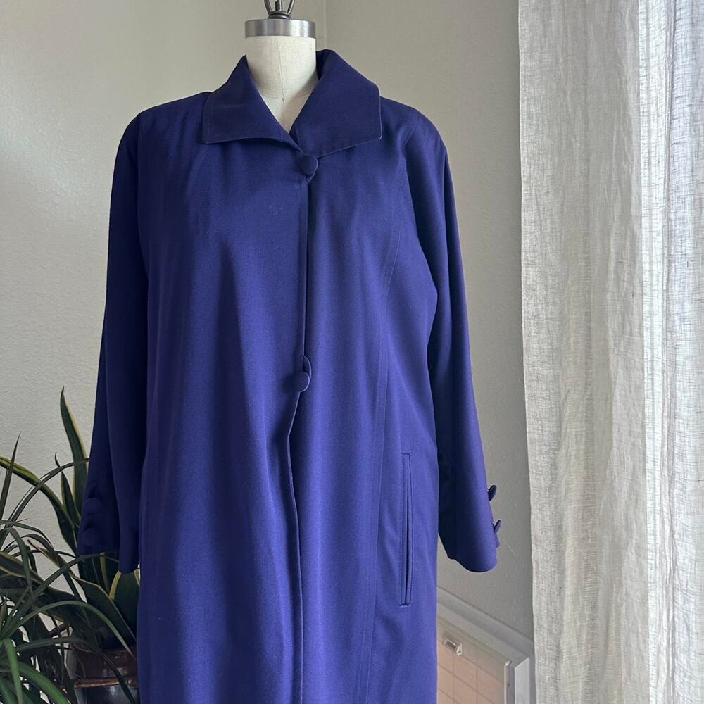 London Fog Women’s Petite 8 Coat Amethyst Purple Wool Longline Parka Trench
